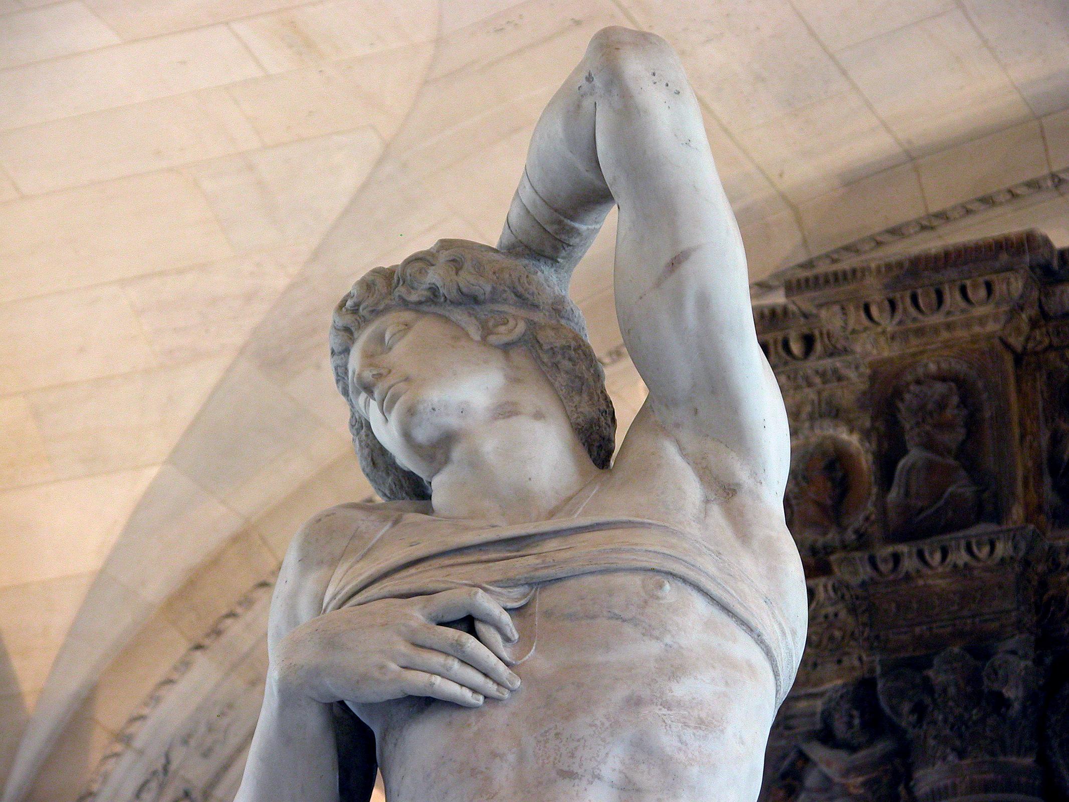 Paris Louvre Sculpture 1513-15 Michelangelo The Dying Slave Close Up 